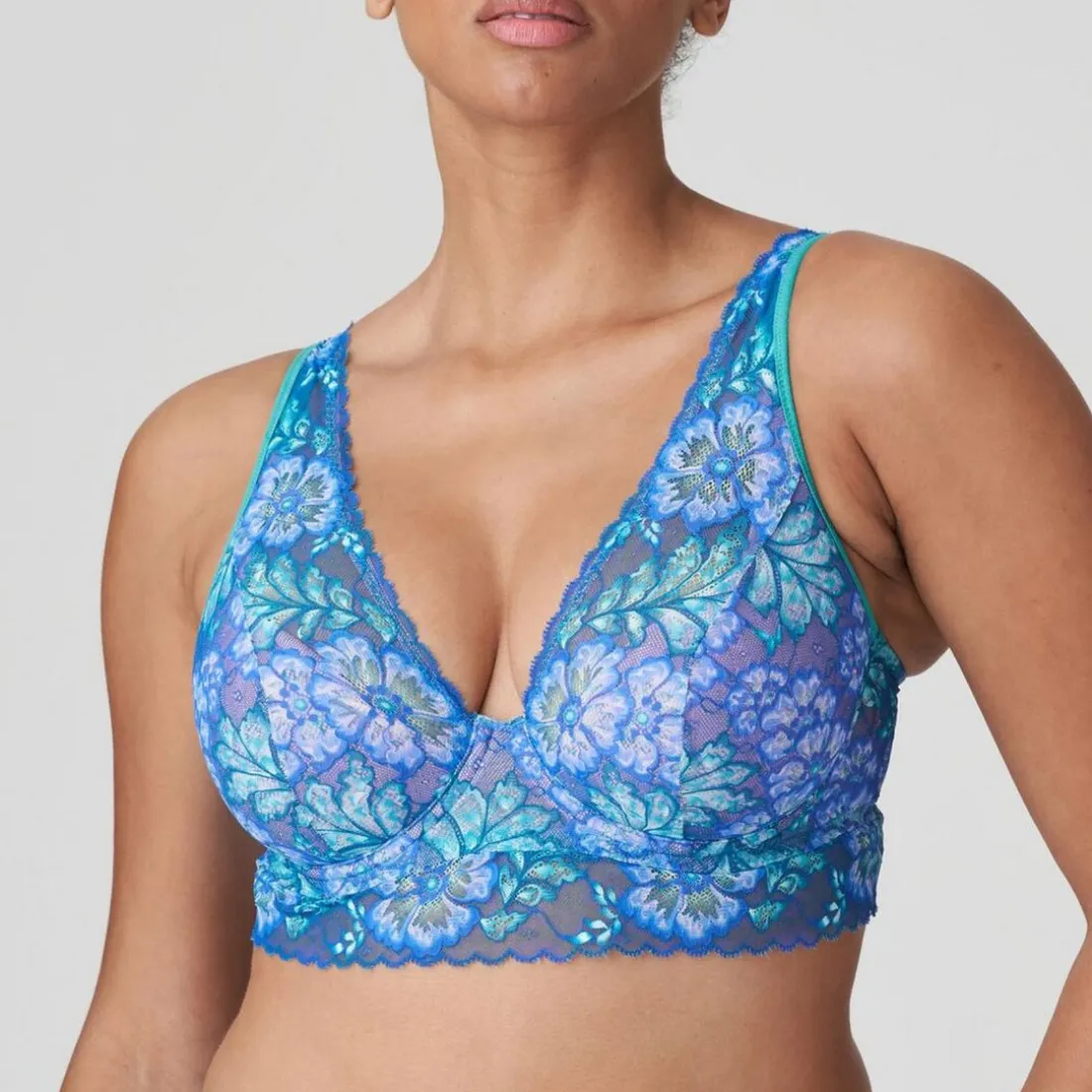 Soutien-gorge demi-mousse plongeant bleu