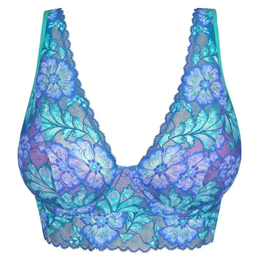 Soutien-gorge demi-mousse plongeant bleu