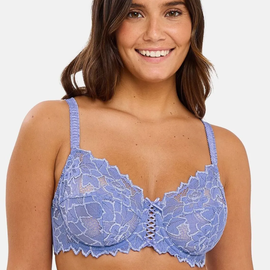 Soutien-gorge emboitant à armatures dentelle - Bleu