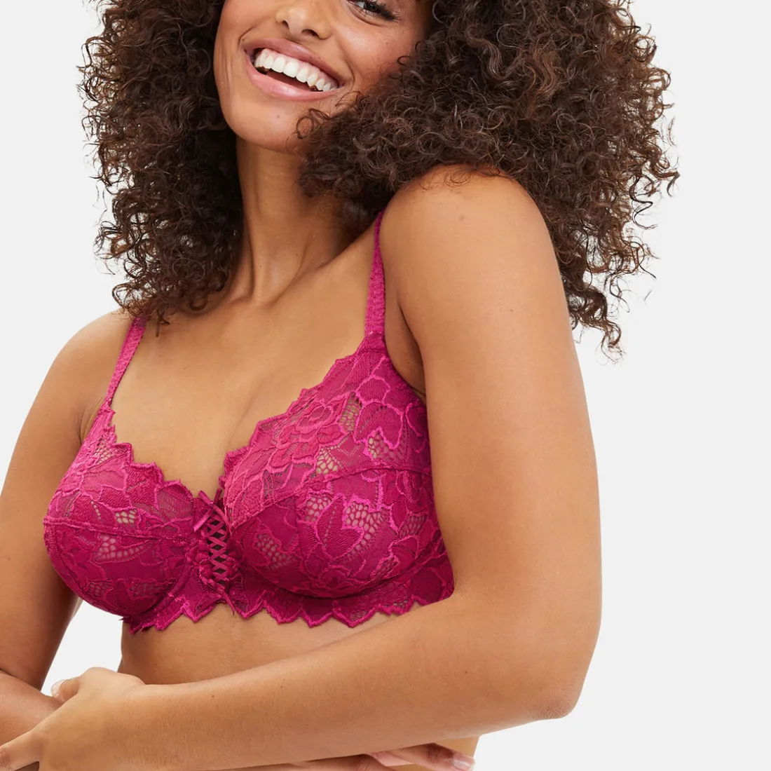 Soutien-gorge emboitant avec armatures en dentelle sorbet Cerise