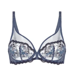 Soutien-gorge emboitant décolleté plongeant bleu