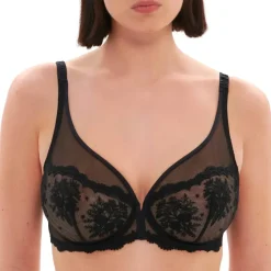 Soutien-gorge emboitant décolleté plongeant noir