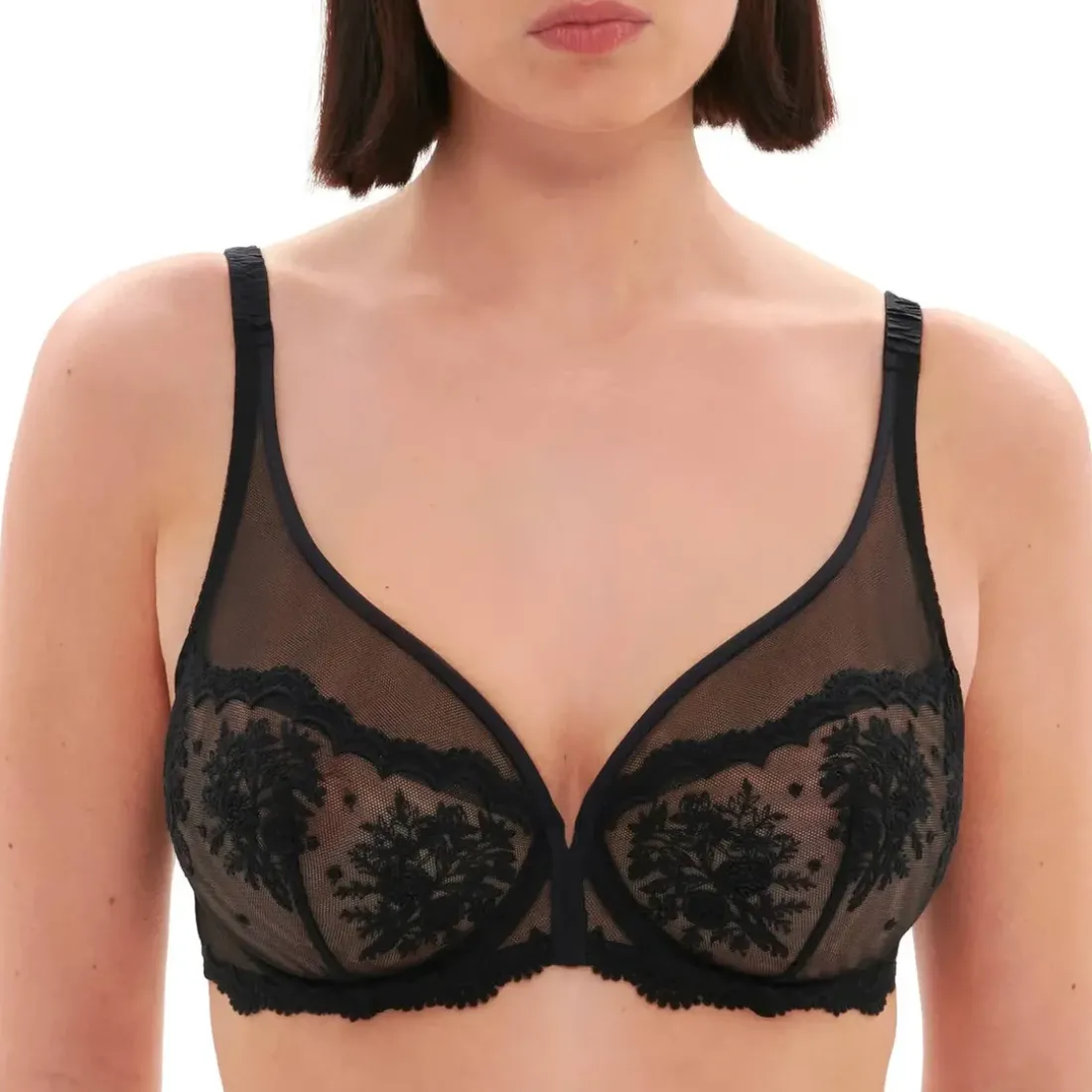 Soutien-gorge emboitant décolleté plongeant noir