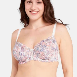 Soutien-gorge emboitant dentelle fantaisie avec armatures multicolore vert - Arum Mosaic