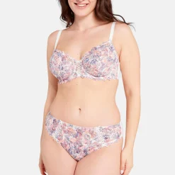 Soutien-gorge emboitant dentelle fantaisie avec armatures multicolore vert - Arum Mosaic