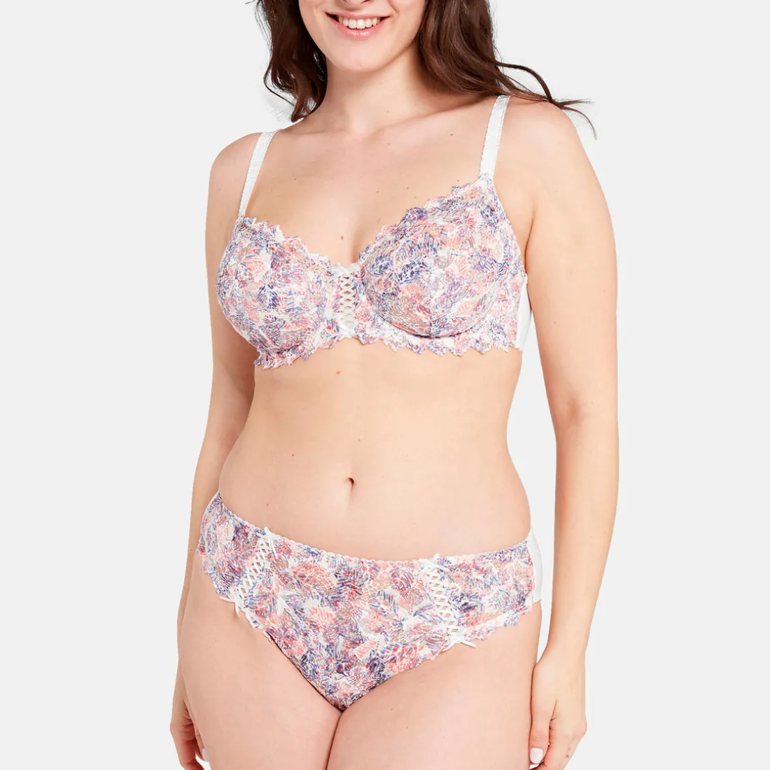 Soutien-gorge emboitant dentelle fantaisie avec armatures multicolore vert - Arum Mosaic