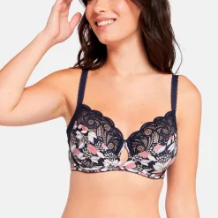 Soutien-gorge emboitant microfibre imprimee avec armatures bleu - Ariane Fantaisy