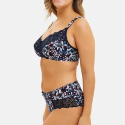 Soutien-gorge emboitant sans armatures en coton biologique bleu