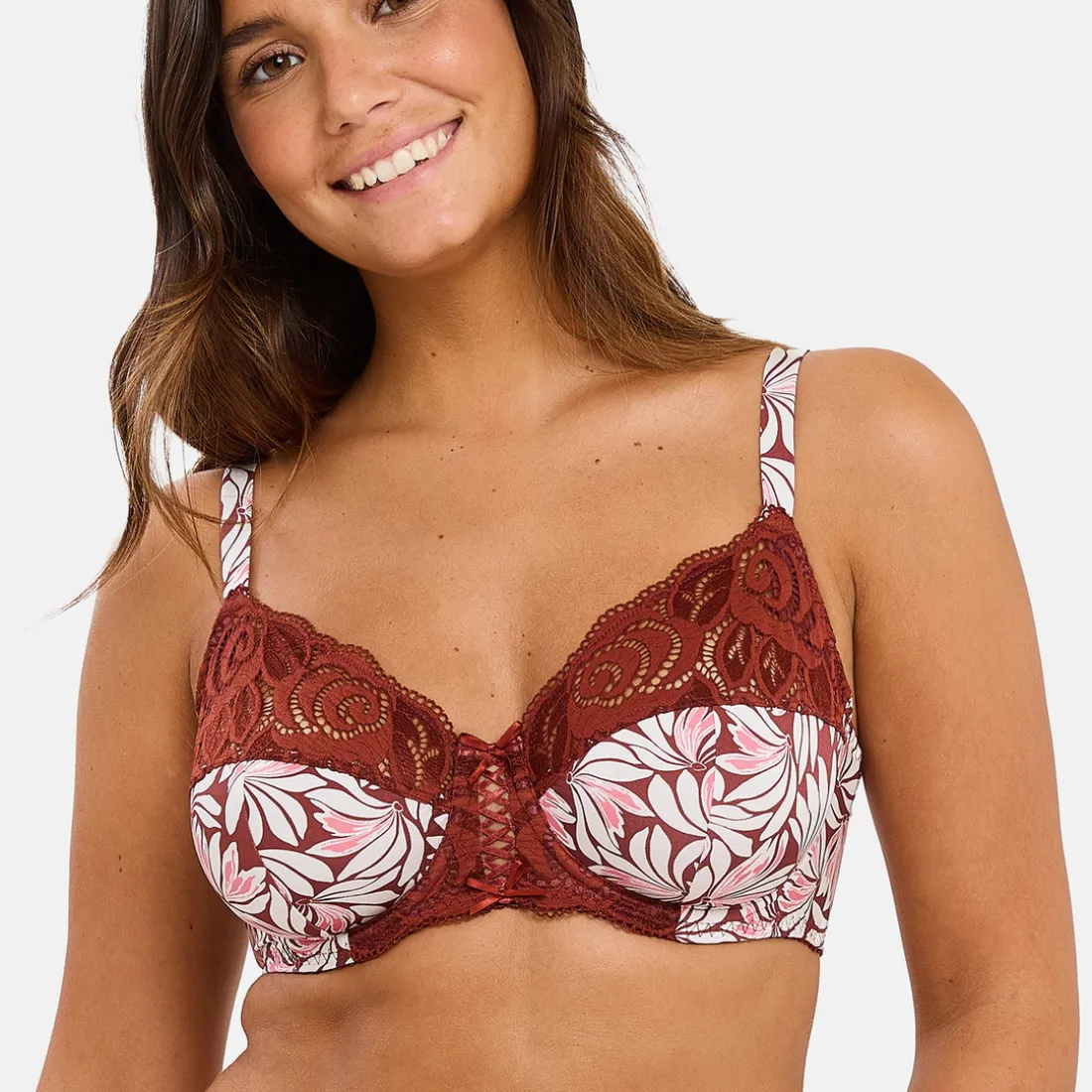 Soutien-gorge emboîtant Amélie Print Imprimé Floral Rouge Cabernet