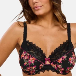 Soutien-gorge emboîtant Oriane Bouquets Noir & Rose