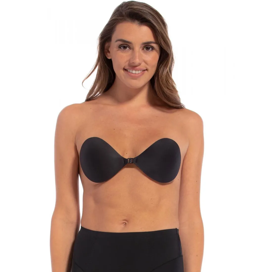 Soutien-Gorge Invisible qui s'Attache à l'Entre-Seins Noir