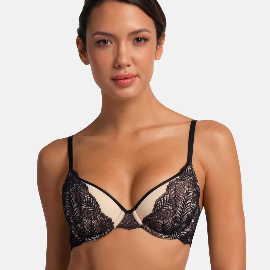 Soutien-gorge légèrement rembourré Noir et beige