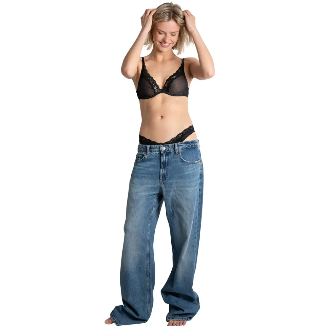 Soutien-gorge plongeant à armatures - Noir