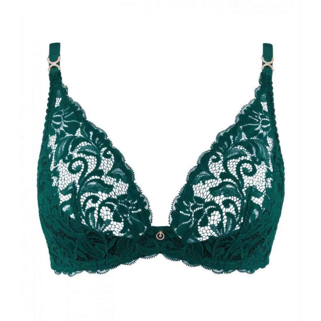 Soutien-gorge plongeant armatures - Vert en dentelle