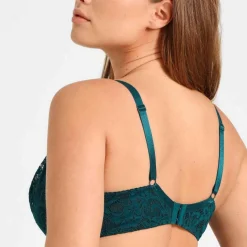 Soutien-gorge plongeant armatures - Vert en dentelle