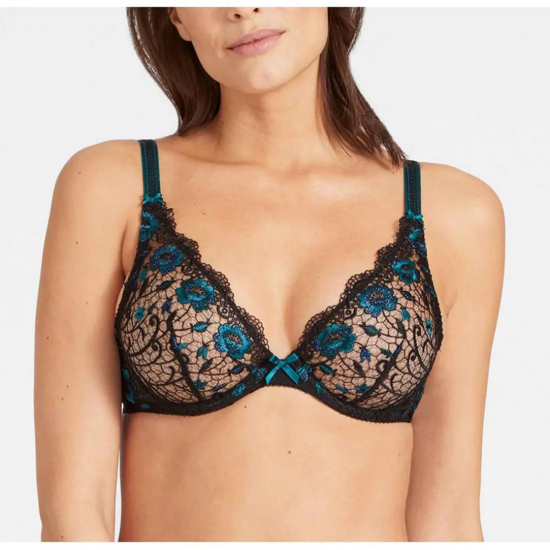 Soutien-gorge plongeant armatures - Noir