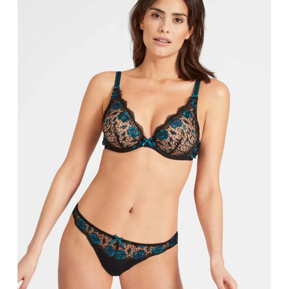 Soutien-gorge plongeant armatures - Noir