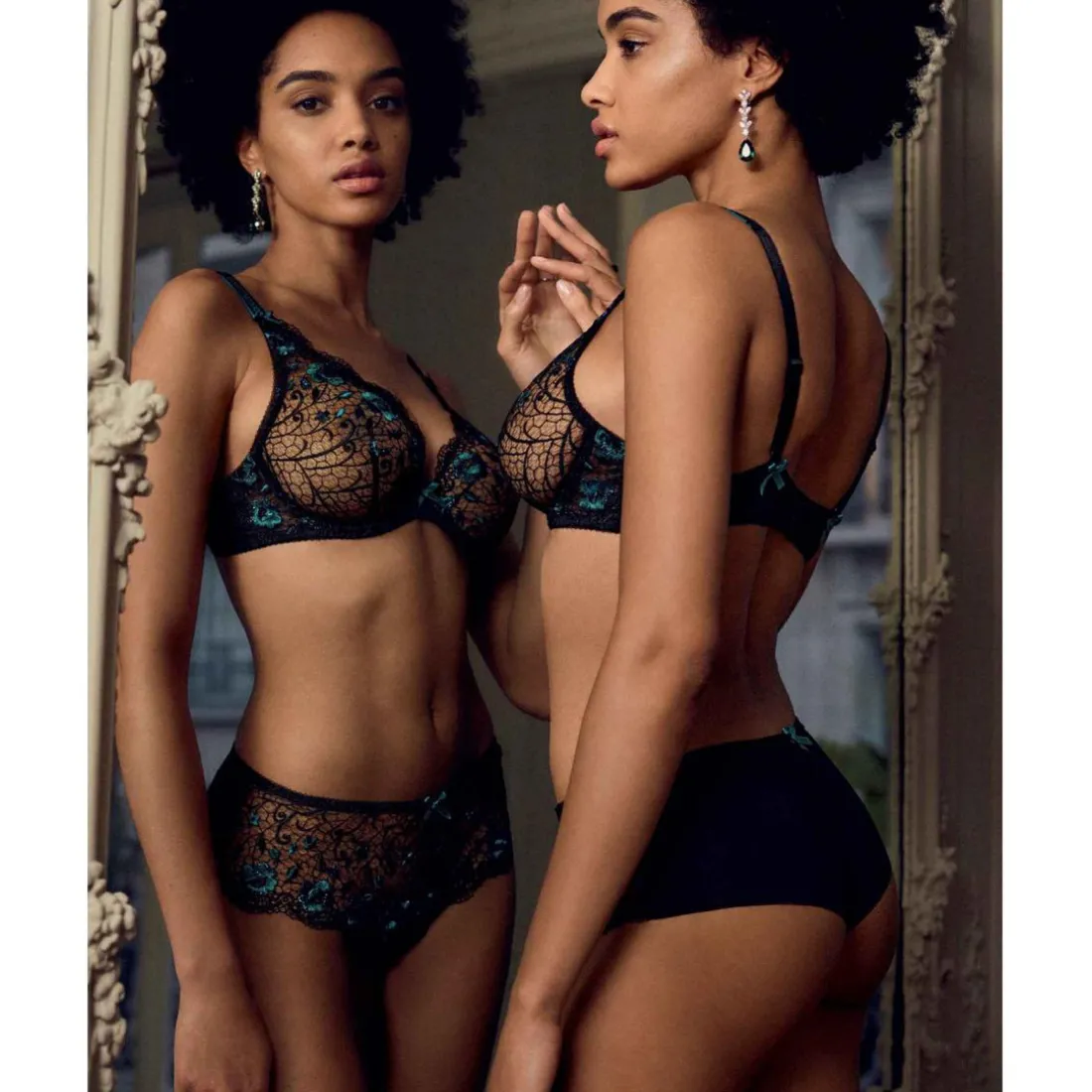 Soutien-gorge plongeant armatures - Noir