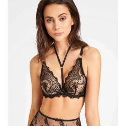 Soutien-gorge Plongeant Armatures avec broderie chic noir