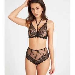 Soutien-gorge Plongeant Armatures avec broderie chic noir