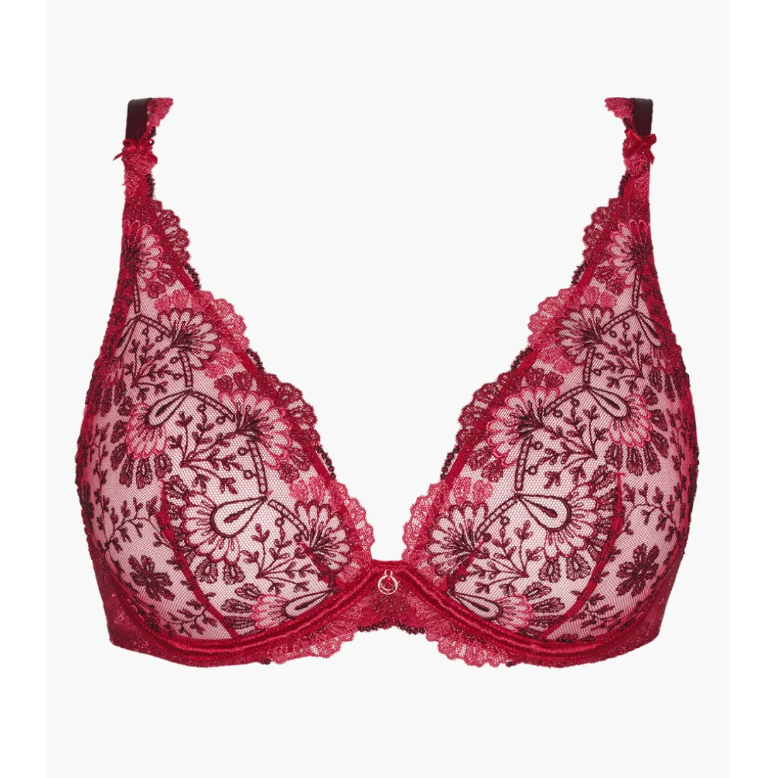 Soutien-gorge plongeant armatures - Rouge