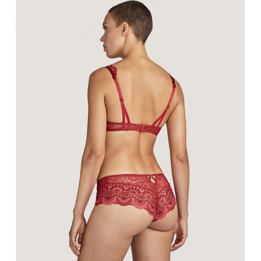 Soutien-gorge plongeant armatures - Rouge