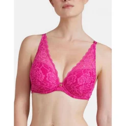 Soutien-gorge plongeant armatures en dentelle Rose