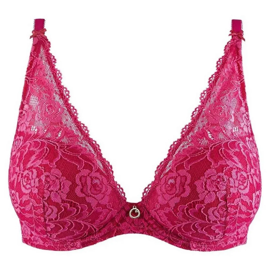 Soutien-gorge plongeant armatures en dentelle Rose
