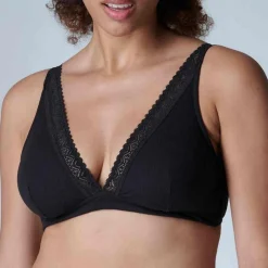 Soutien-gorge plongeant armatures - Noir en coton