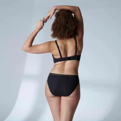 Soutien-gorge plongeant armatures - Noir en coton