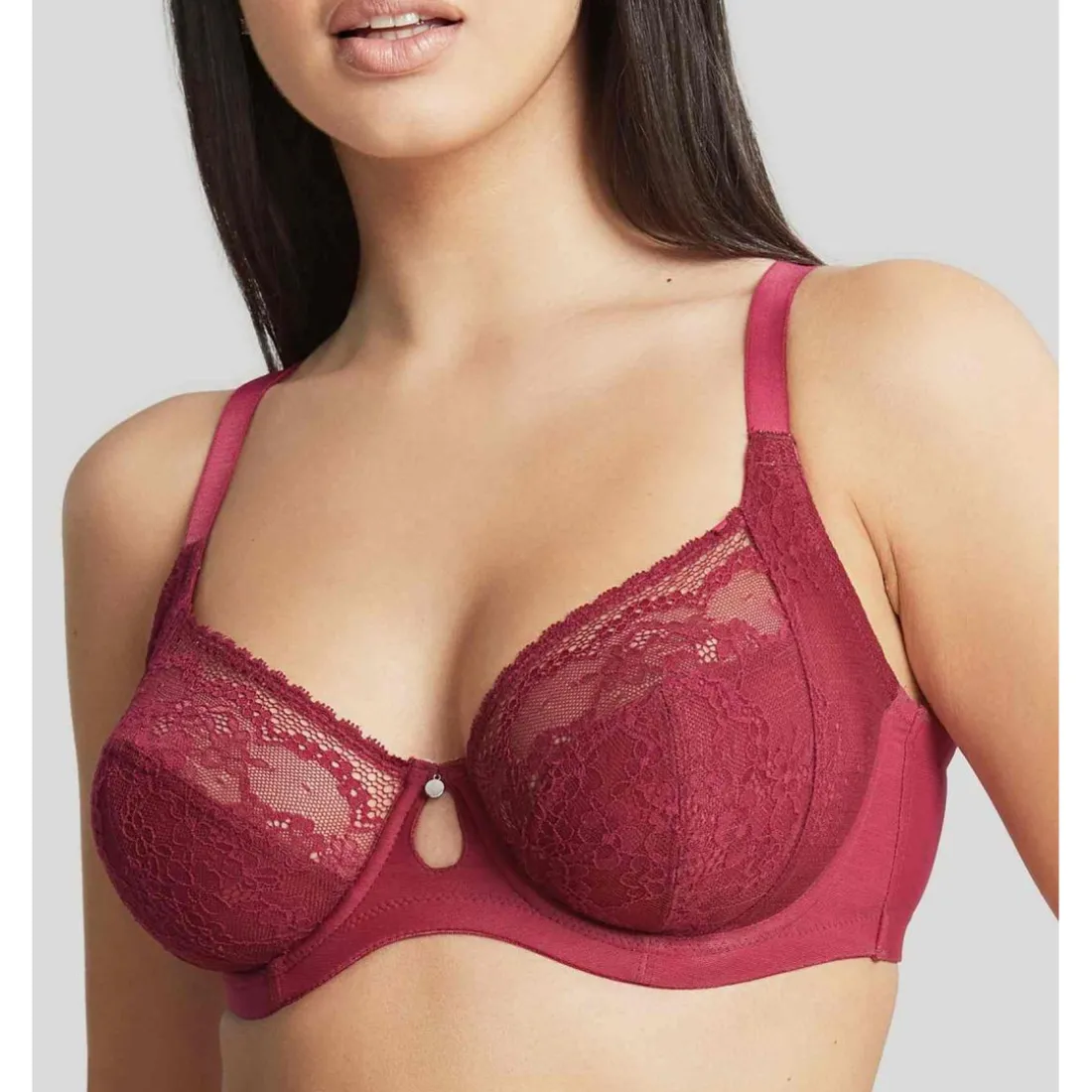 Soutien-gorge Plongeant Armatures à Dentelle Fine - Cleo by Panache Rouge