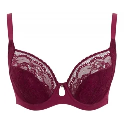 Soutien-gorge Plongeant Armatures à Dentelle Fine - Cleo by Panache Rouge