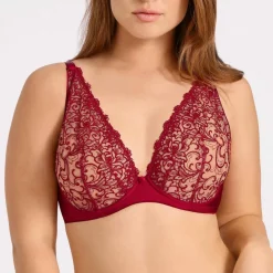 Soutien-gorge plongeant armatures - Rouge