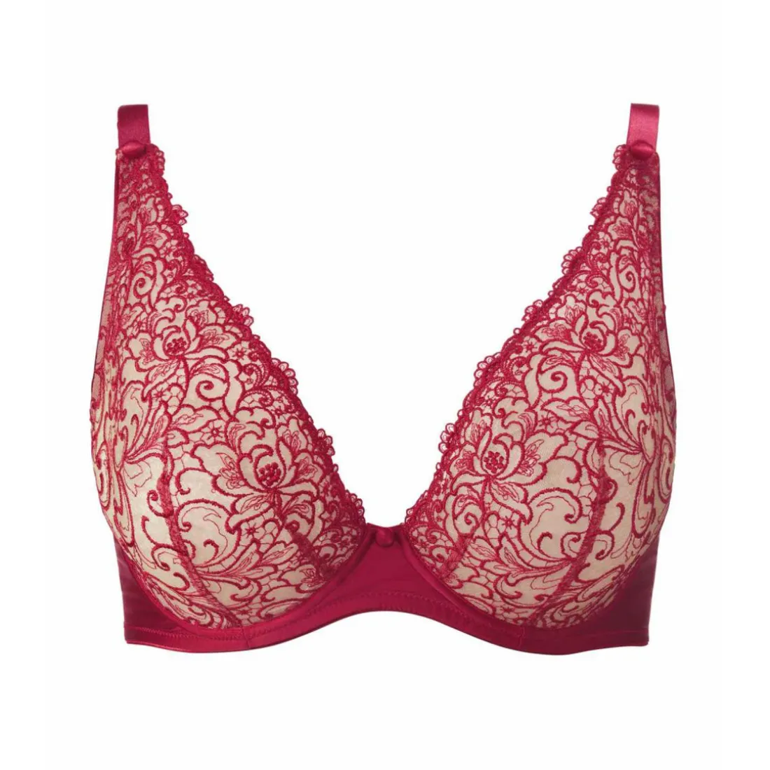 Soutien-gorge plongeant armatures - Rouge