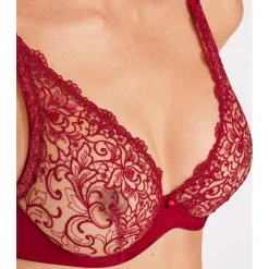 Soutien-gorge plongeant armatures - Rouge
