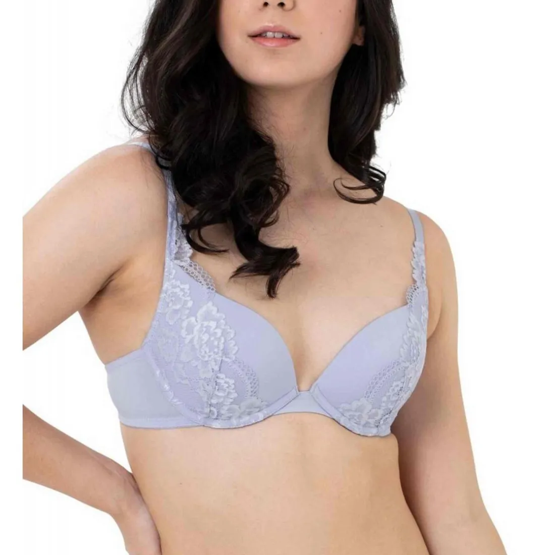 Soutien-gorge plongeant armatures - Bleu Dorina