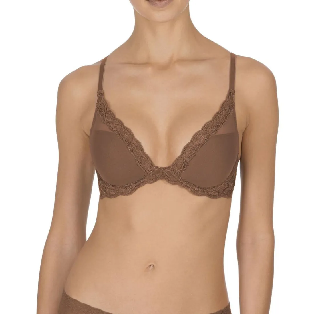 Soutien-gorge plongeant armatures - Natori Marron Foncé