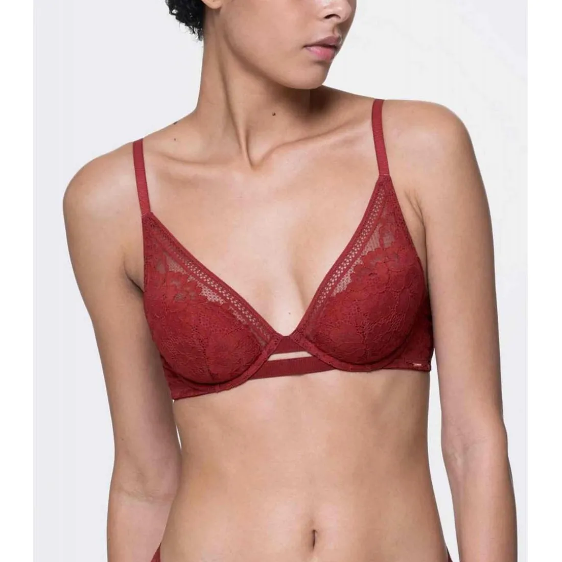 Soutien-gorge plongeant armatures - Rouge