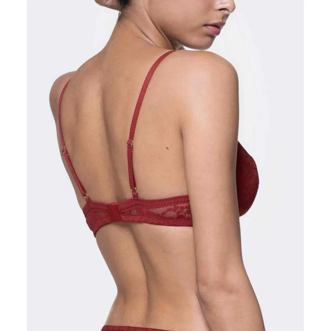 Soutien-gorge plongeant armatures - Rouge