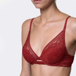 Soutien-gorge plongeant armatures - Rouge