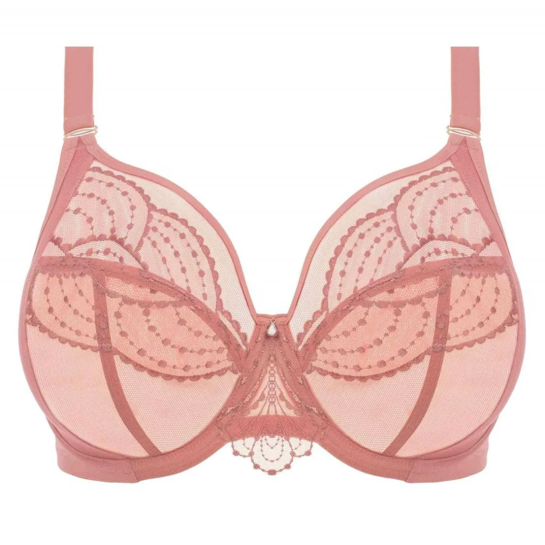 Soutien-gorge plongeant armatures en Tulle et Broderie à Motifs Tatoo - Rose - Elomi
