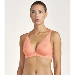 Soutien-gorge plongeant armatures en dentelle orange