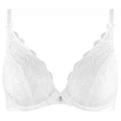 Soutien-gorge plongeant armatures avec broderie florale Blanc
