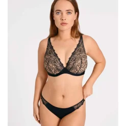 Soutien-gorge plongeant armatures - Noir