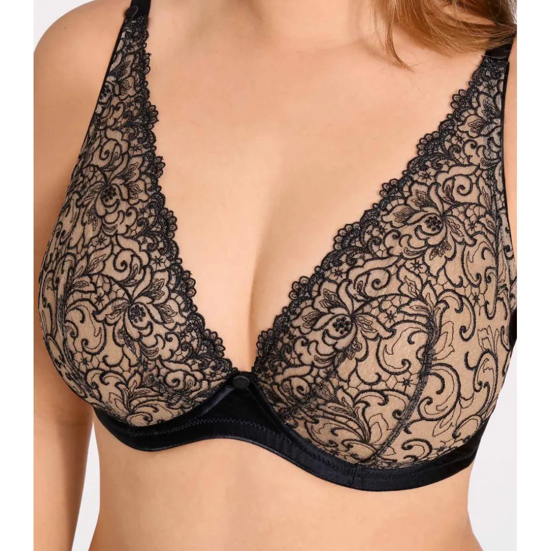 Soutien-gorge plongeant armatures - Noir