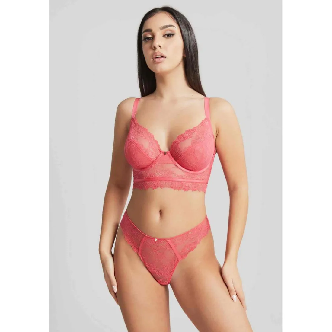 Soutien-gorge Plongeant Armatures en Tulle Transparent - Cleo by Panache Rose