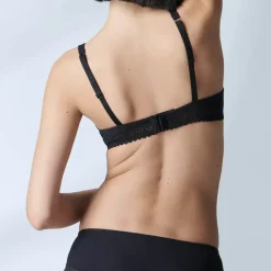 Soutien-gorge plongeant armatures - Noir en coton modal