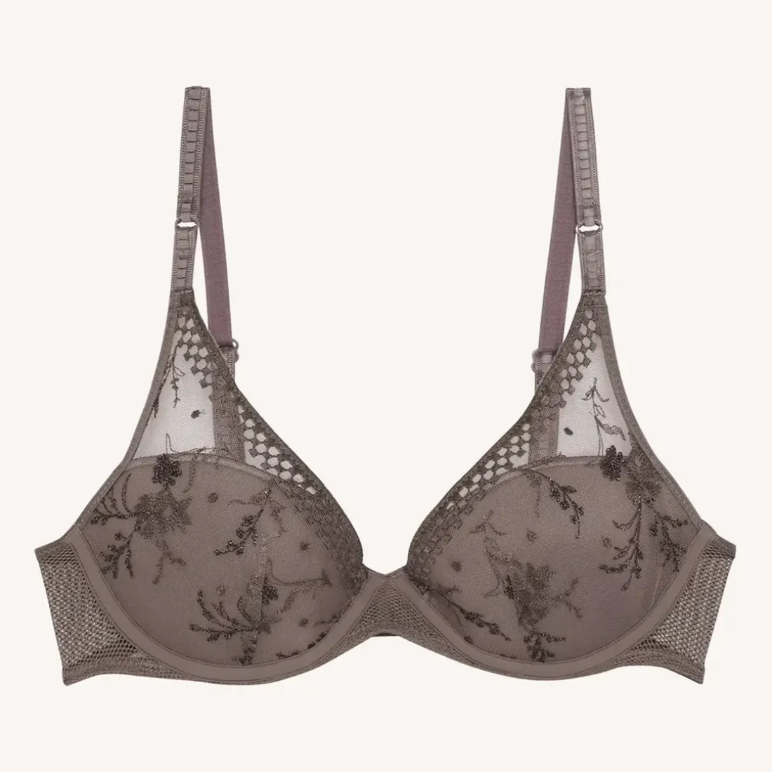 Soutien-gorge plongeant avec coques - Gris