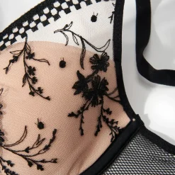 Soutien-gorge plongeant avec coques - Noir/ Beige doré