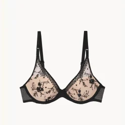 Soutien-gorge plongeant avec coques - Noir/ Beige doré